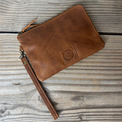 Long-Zippered Leather Clutch