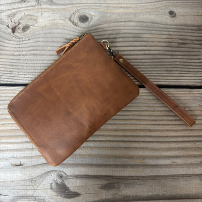 Long-Zippered Leather Clutch