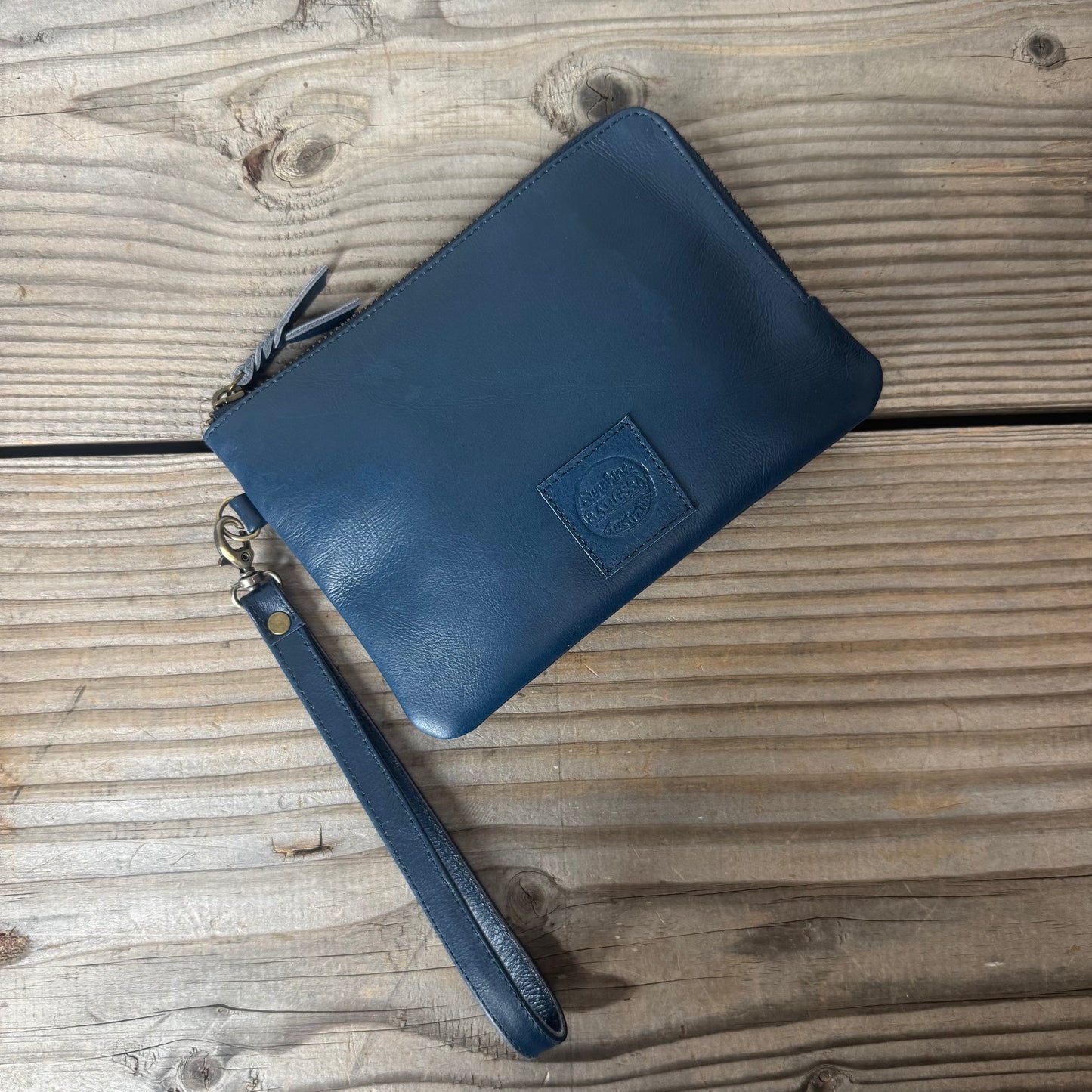 Long-Zippered Leather Clutch