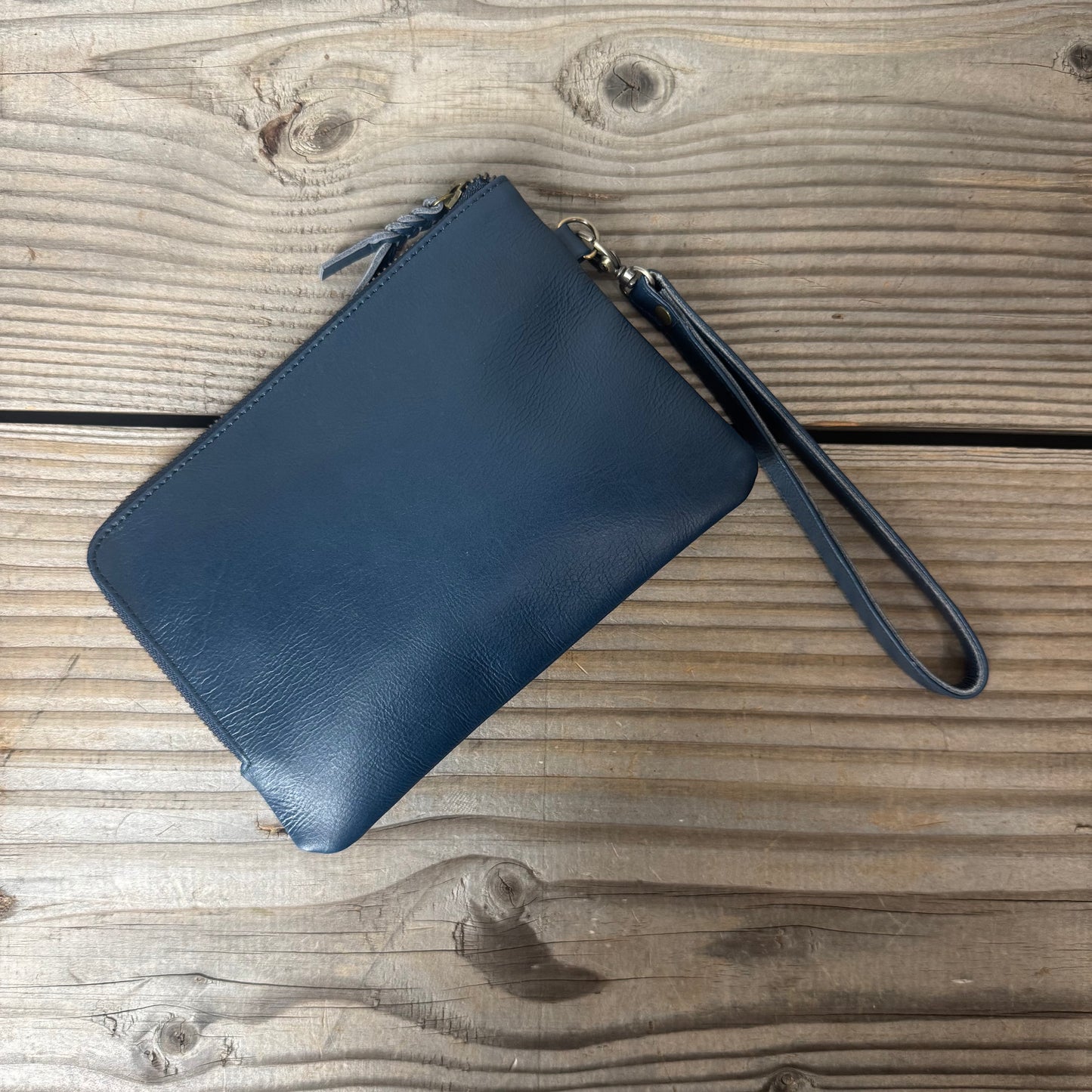 Long-Zippered Leather Clutch
