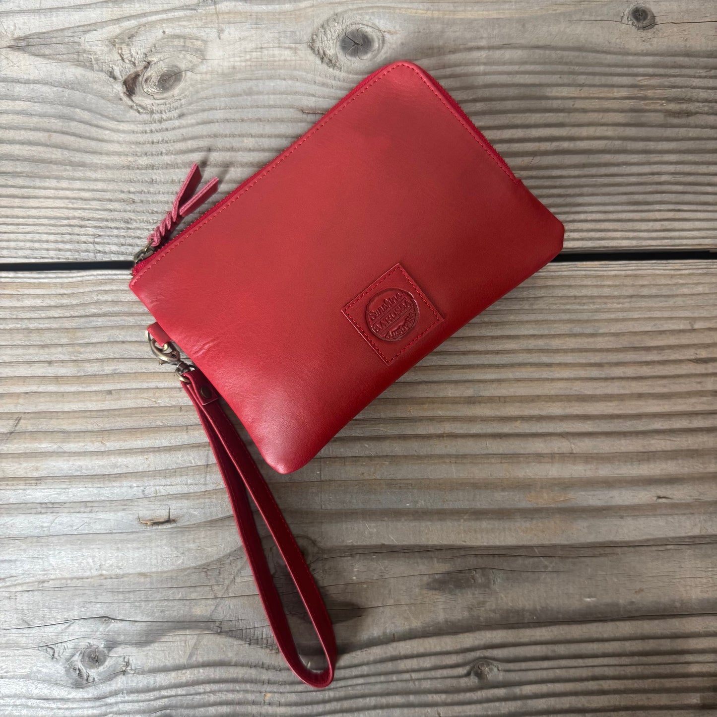 Long-Zippered Leather Clutch