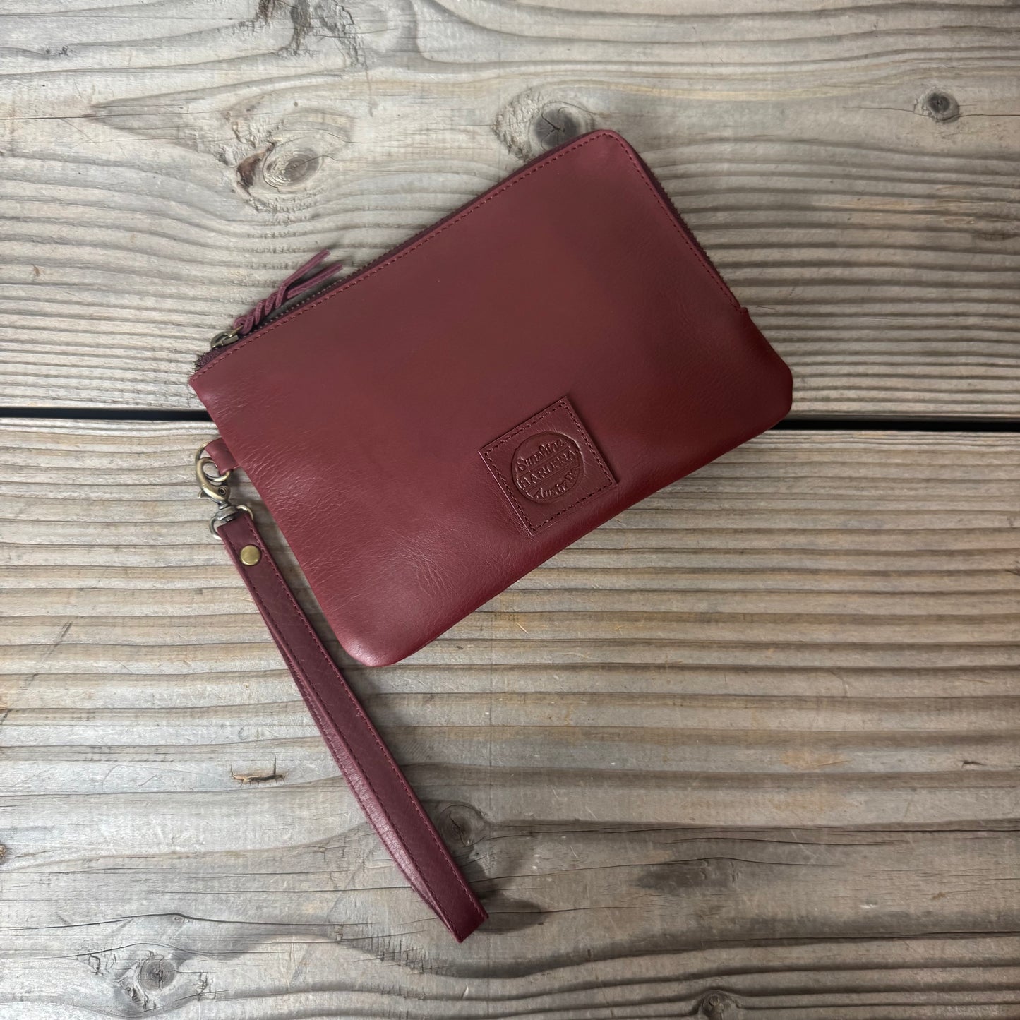 Long-Zippered Leather Clutch