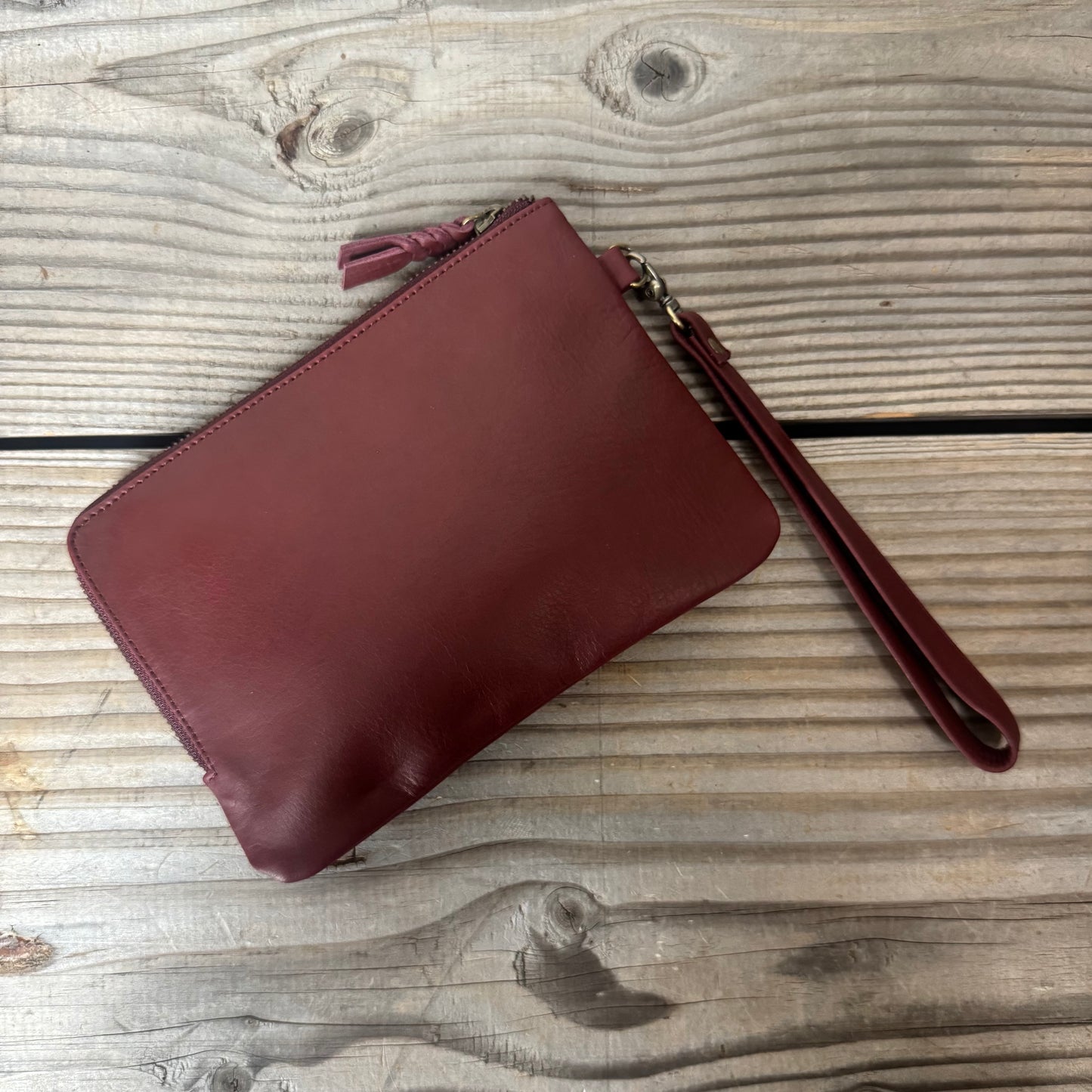 Long-Zippered Leather Clutch