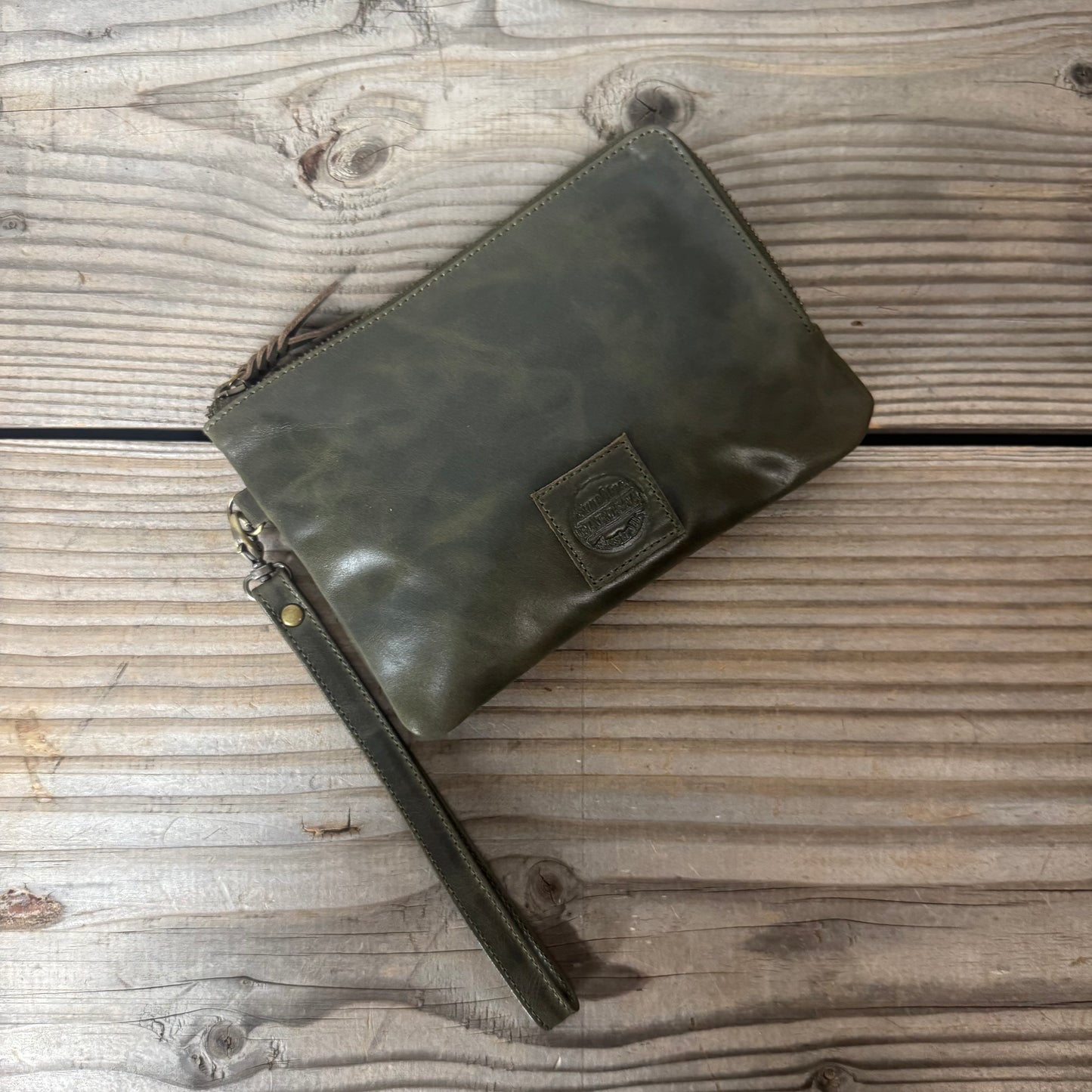 Long-Zippered Leather Clutch