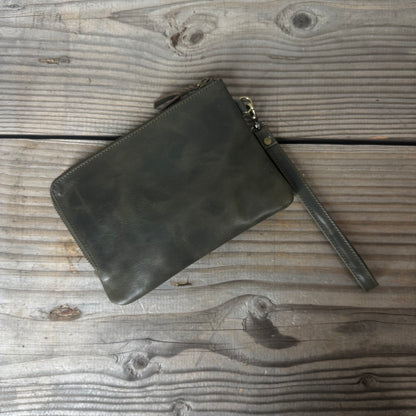 Long-Zippered Leather Clutch