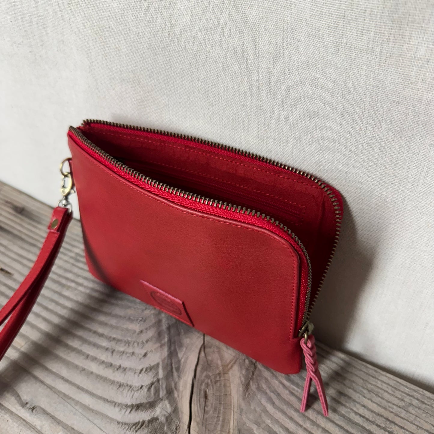 Long-Zippered Leather Clutch