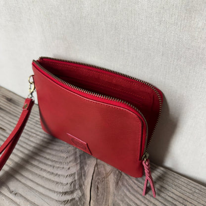 Long-Zippered Leather Clutch