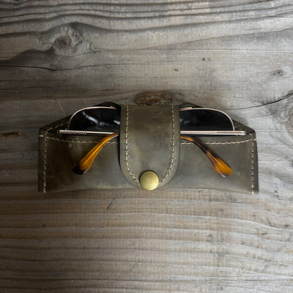 A Thin Leather Snap Lock Glasses Case