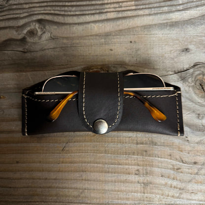 A Thin Leather Snap Lock Glasses Case