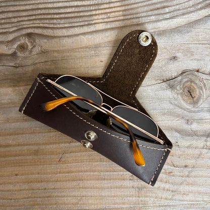 A Thin Leather Snap Lock Glasses Case