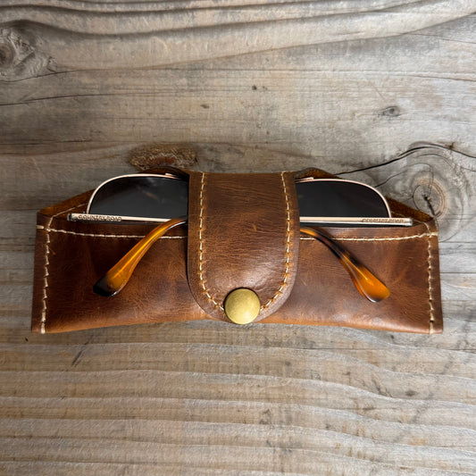 A Thin Leather Snap Lock Glasses Case