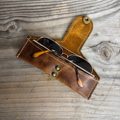 A Thin Leather Snap Lock Glasses Case