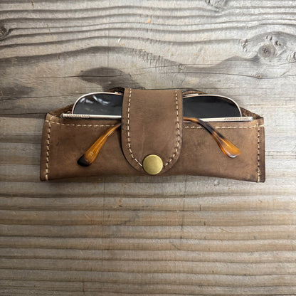 A Thin Leather Snap Lock Glasses Case