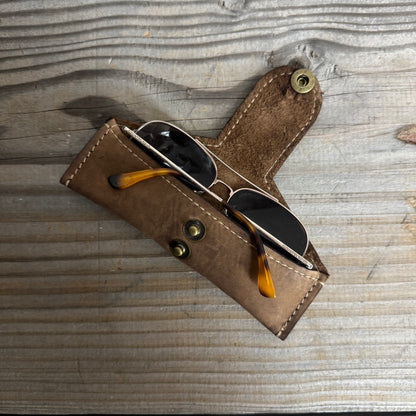 A Thin Leather Snap Lock Glasses Case