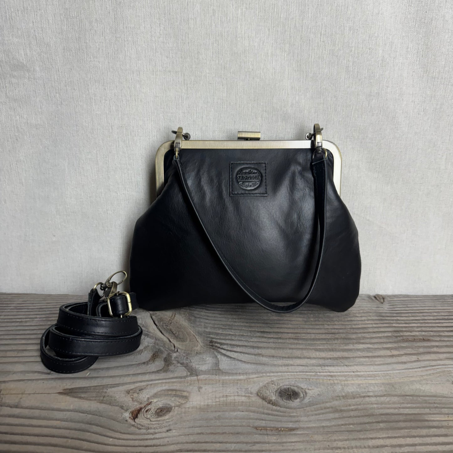 Leather Snap Clutch Two Strap