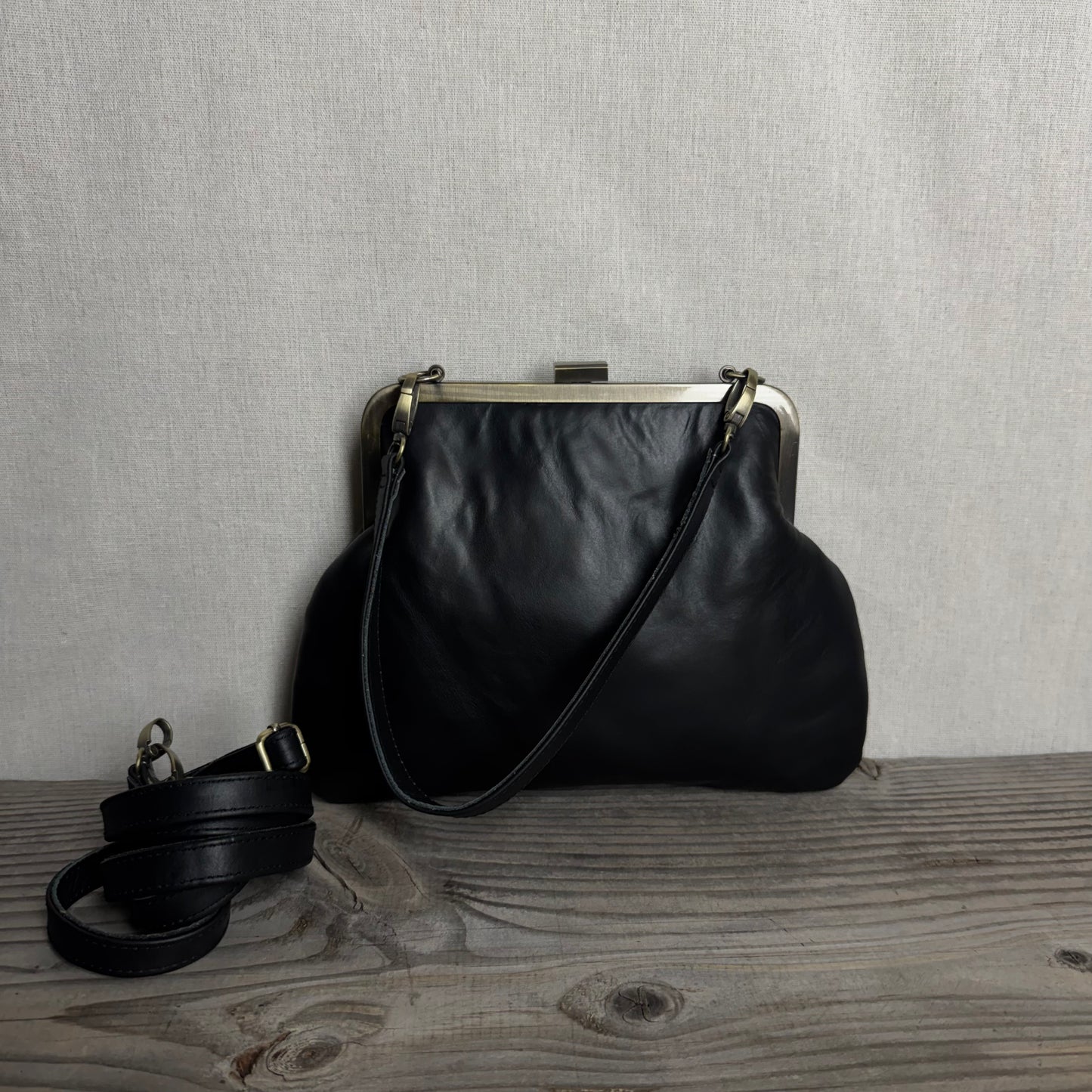 Leather Snap Clutch Two Strap