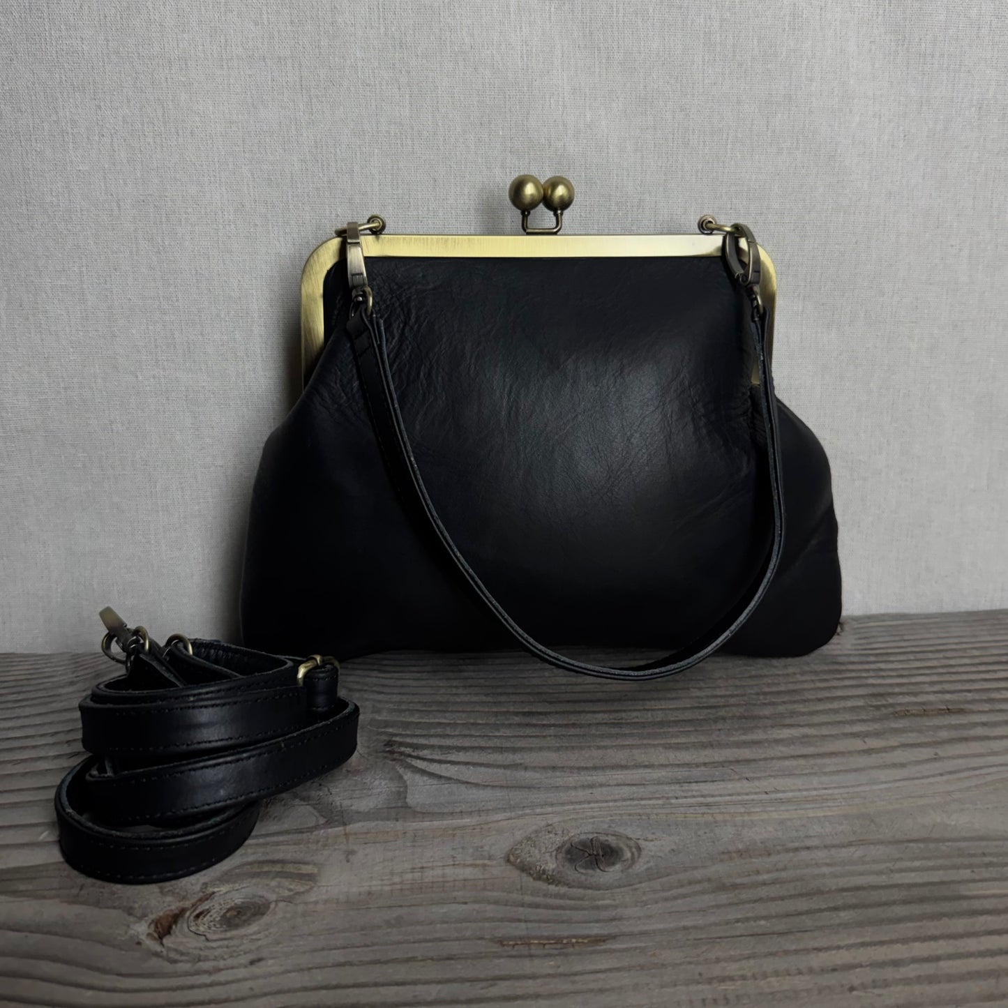 Leather Snap Clutch Two Strap