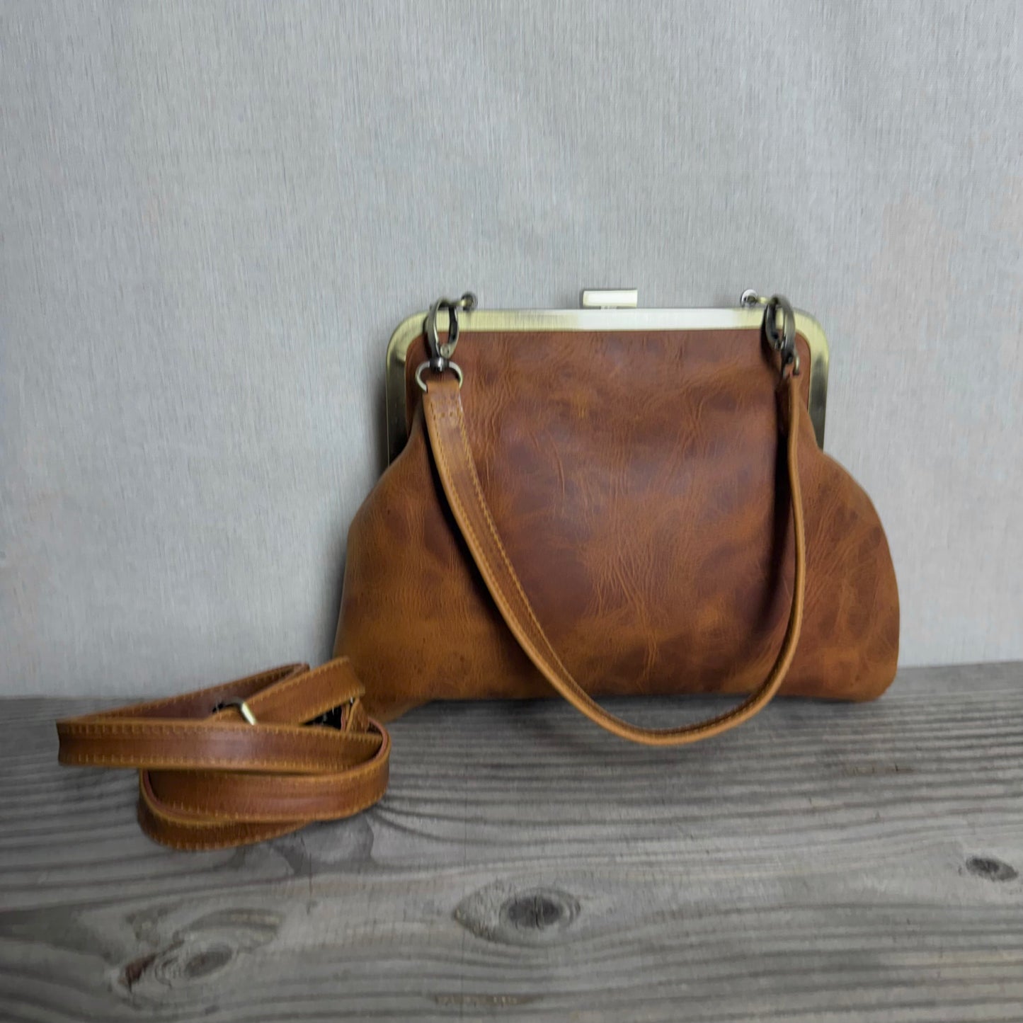 Leather Snap Clutch Two Strap