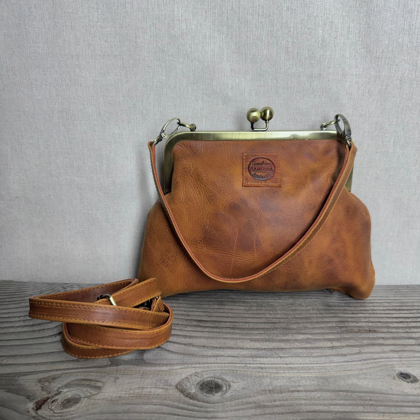 Leather Snap Clutch Two Strap