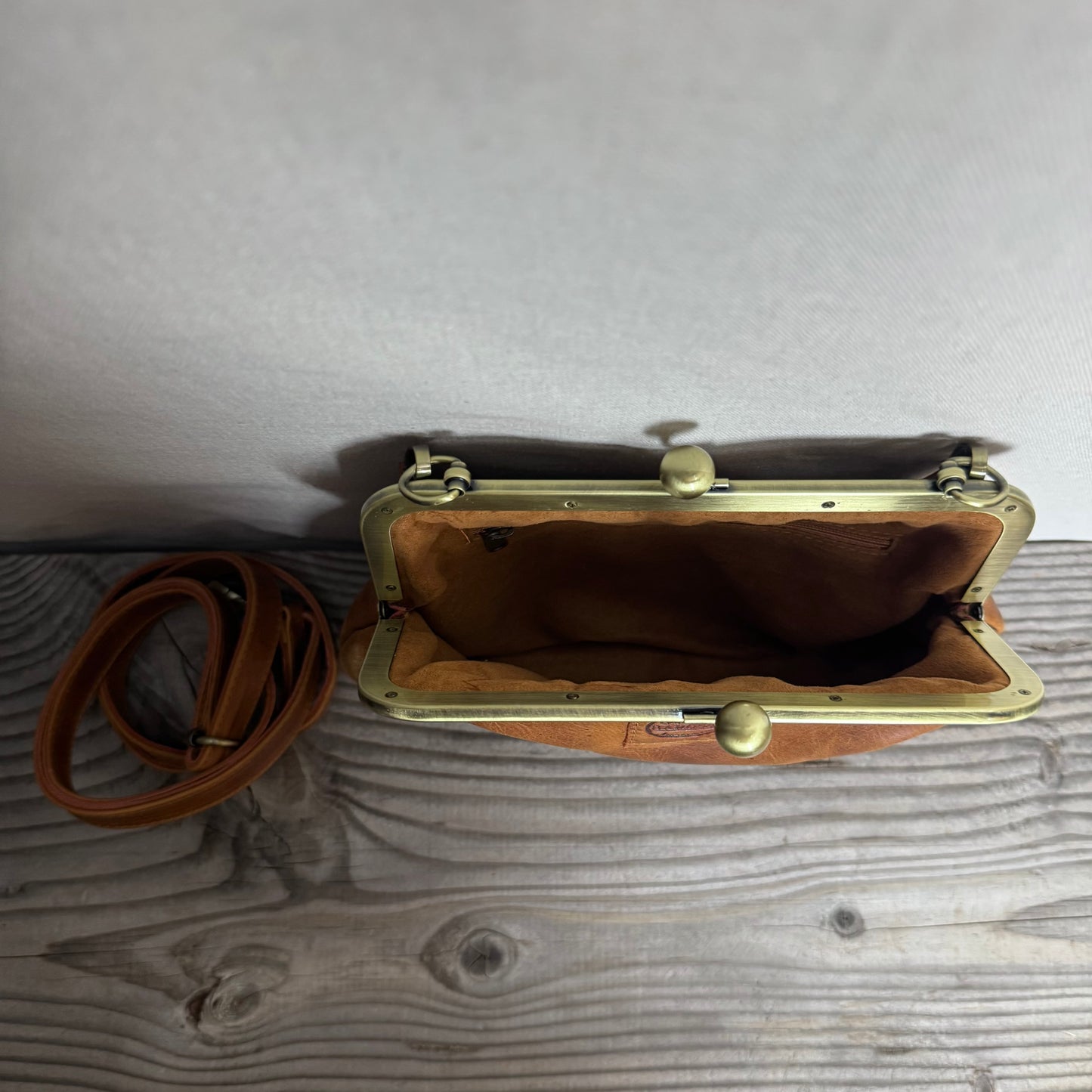 Leather Snap Clutch Two Strap