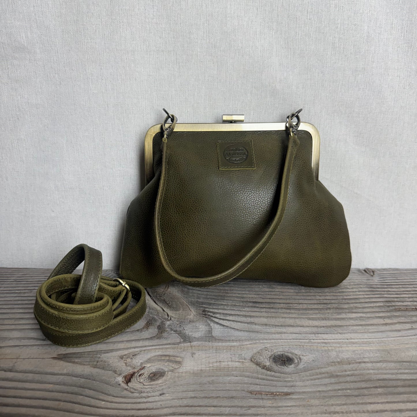 Leather Snap Clutch Two Strap