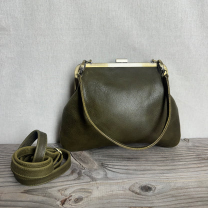 Leather Snap Clutch Two Strap