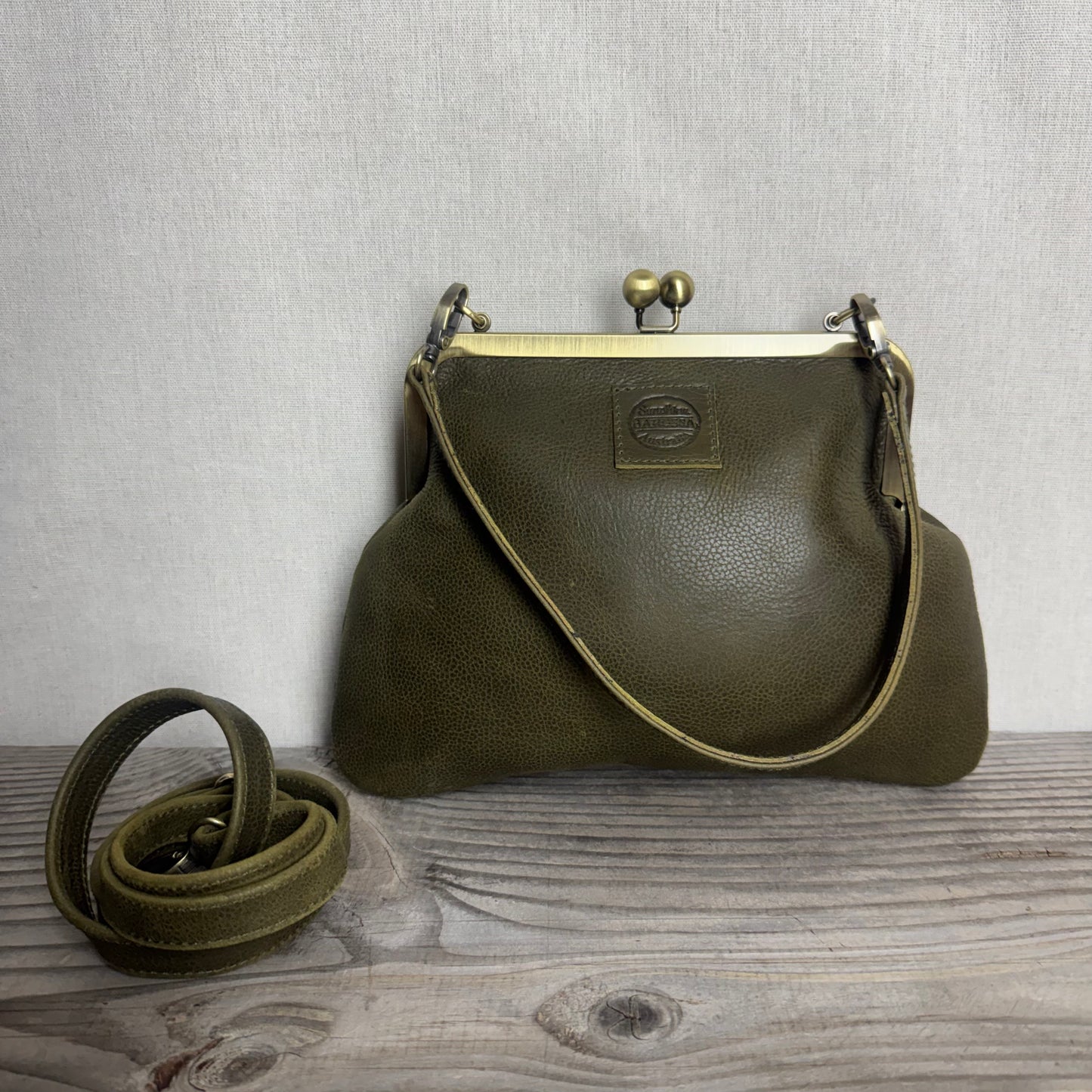 Leather Snap Clutch Two Strap