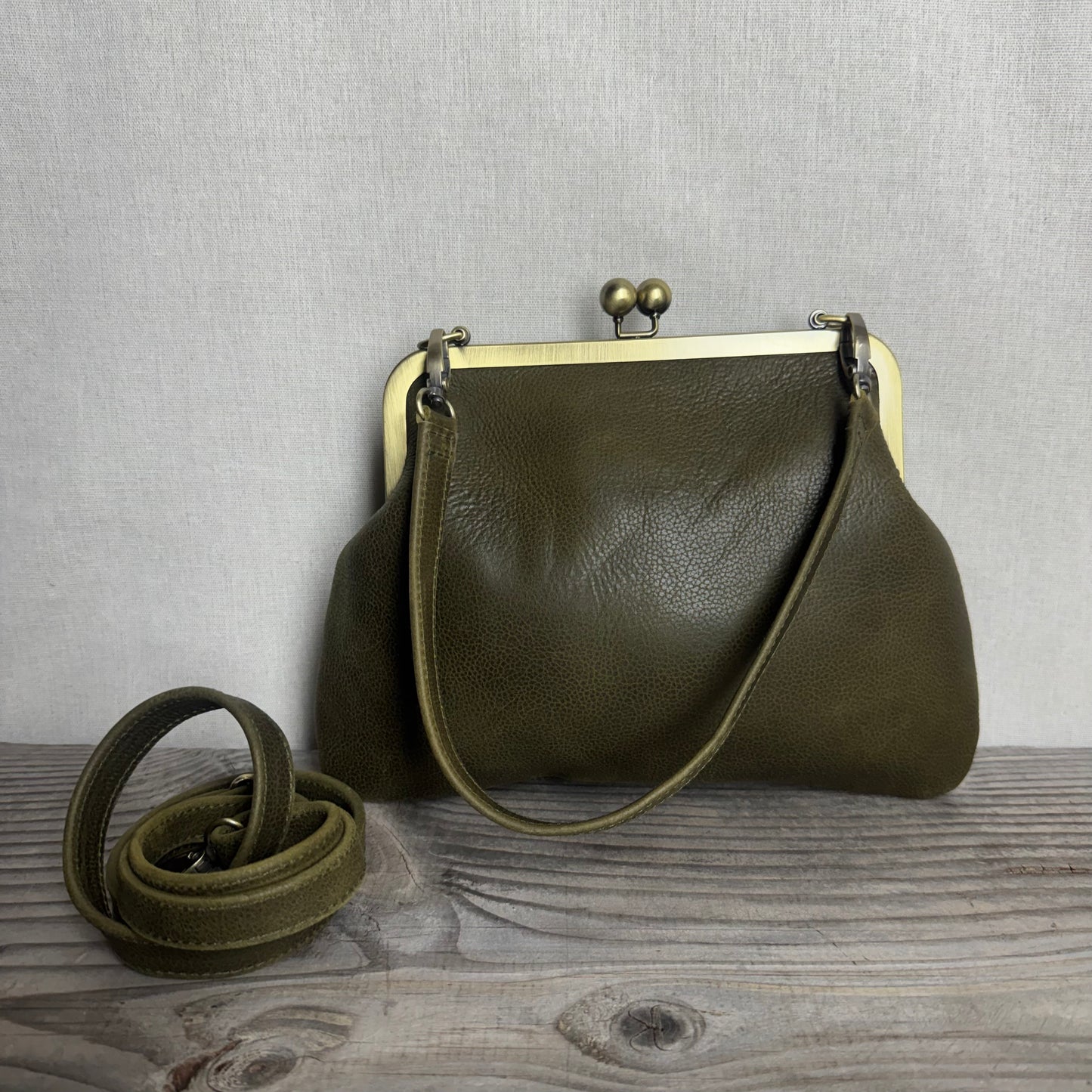 Leather Snap Clutch Two Strap