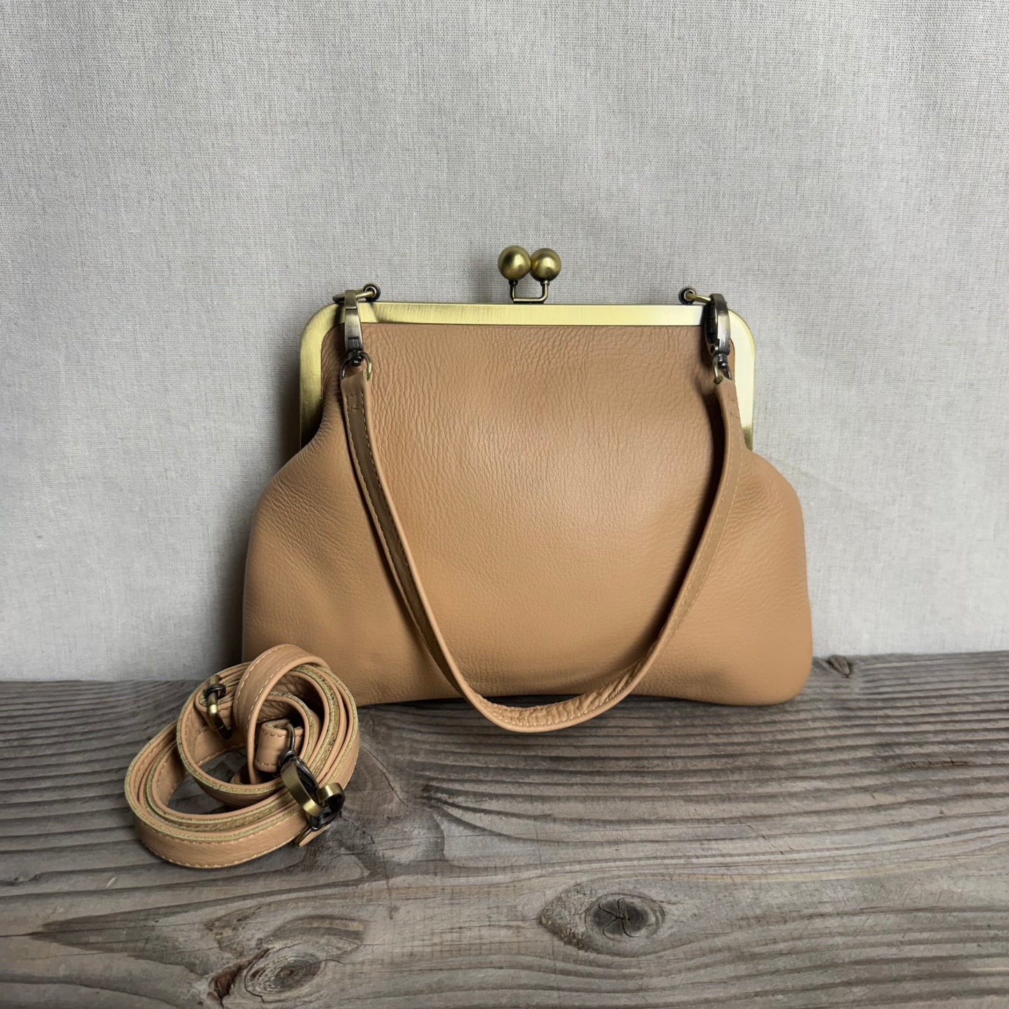 Leather Snap Clutch Two Strap
