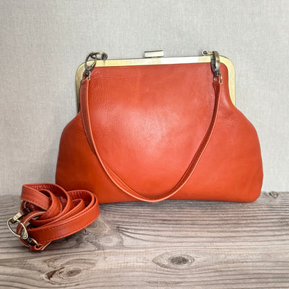 Leather Snap Clutch Two Strap