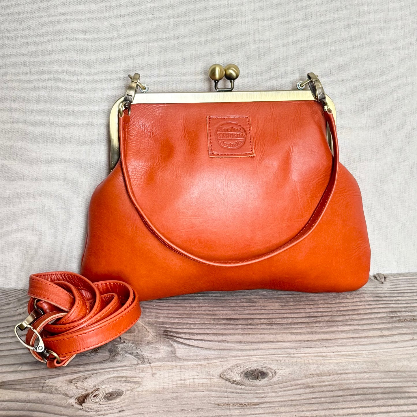 Leather Snap Clutch Two Strap