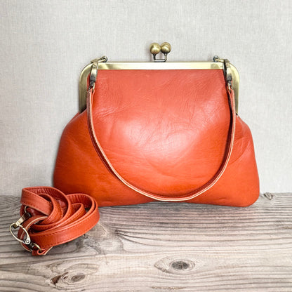 Leather Snap Clutch Two Strap