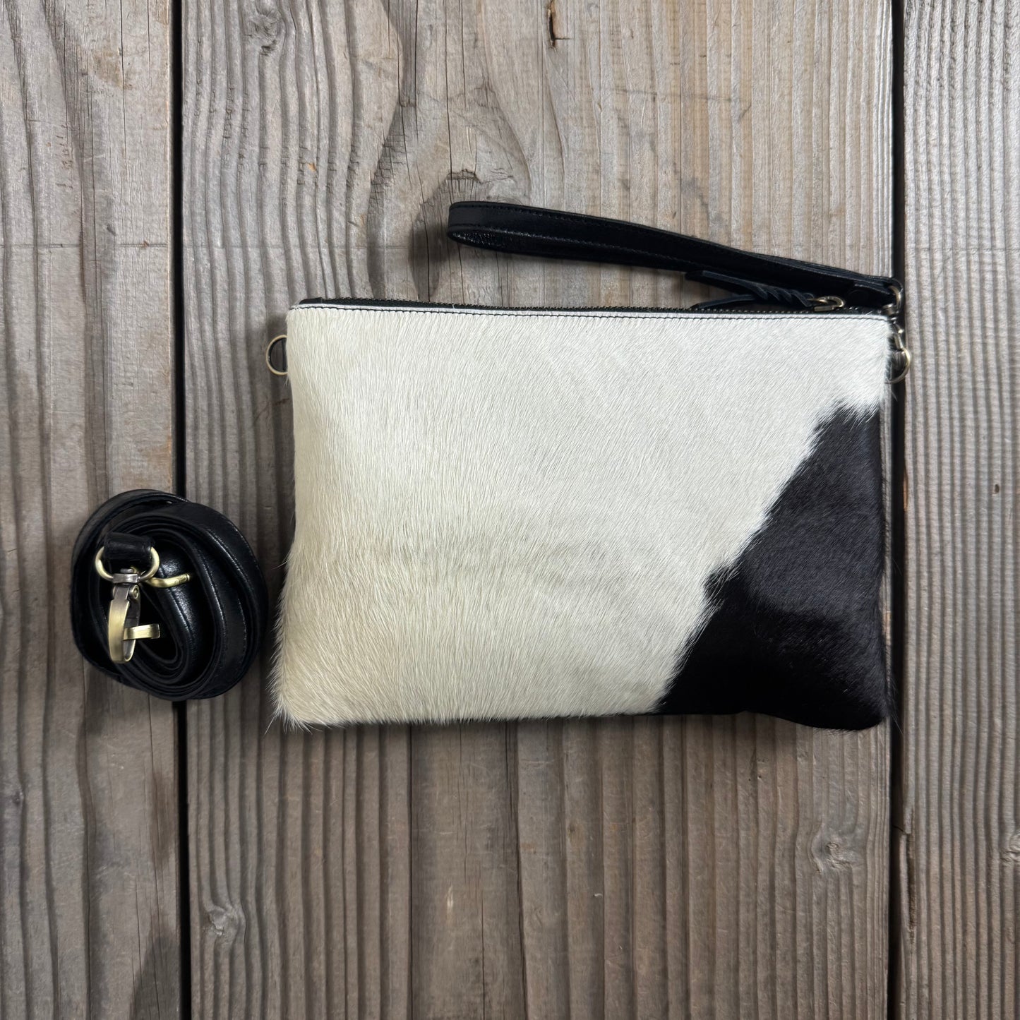 Cowhide Fur & Leather Clutch