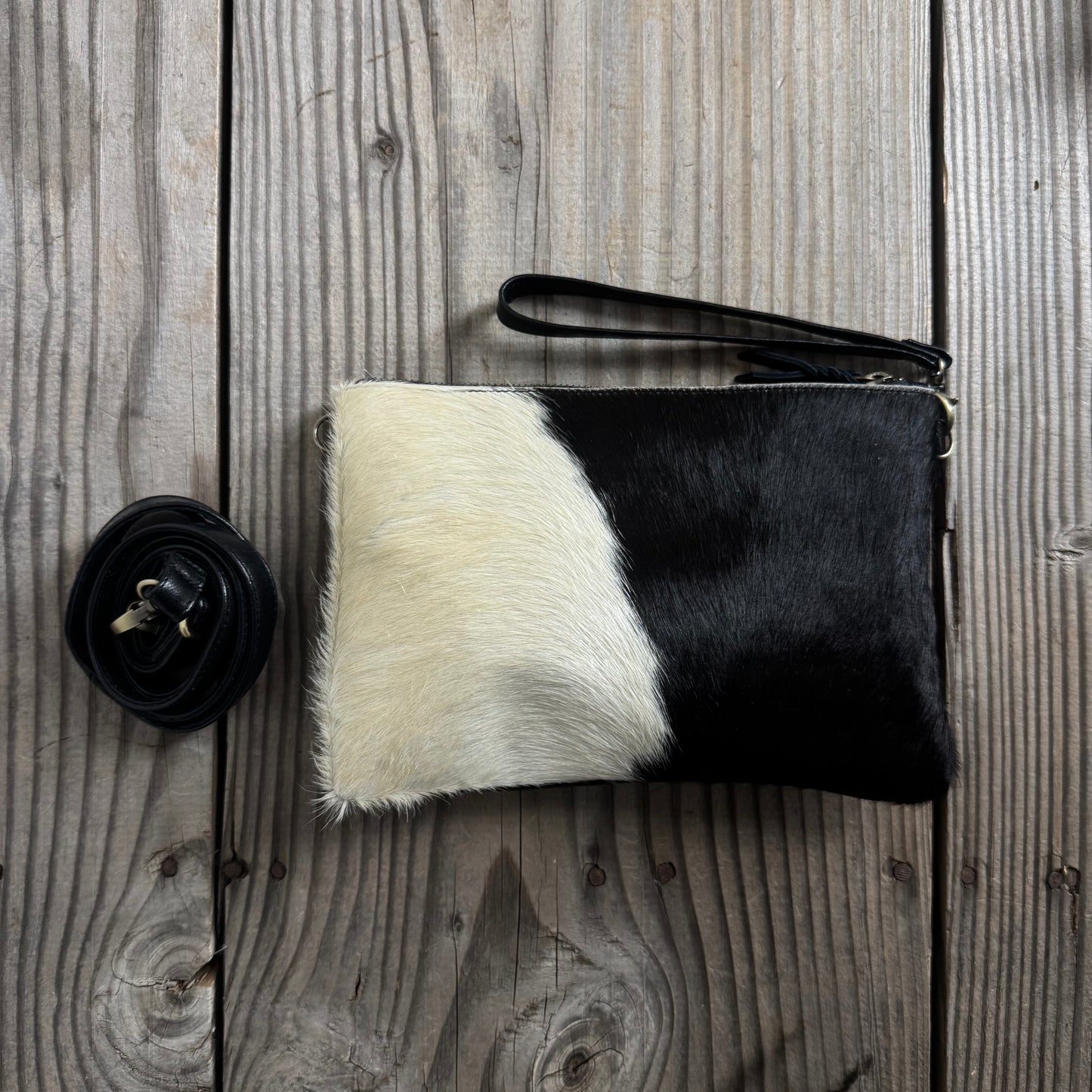 Cowhide Fur & Leather Clutch