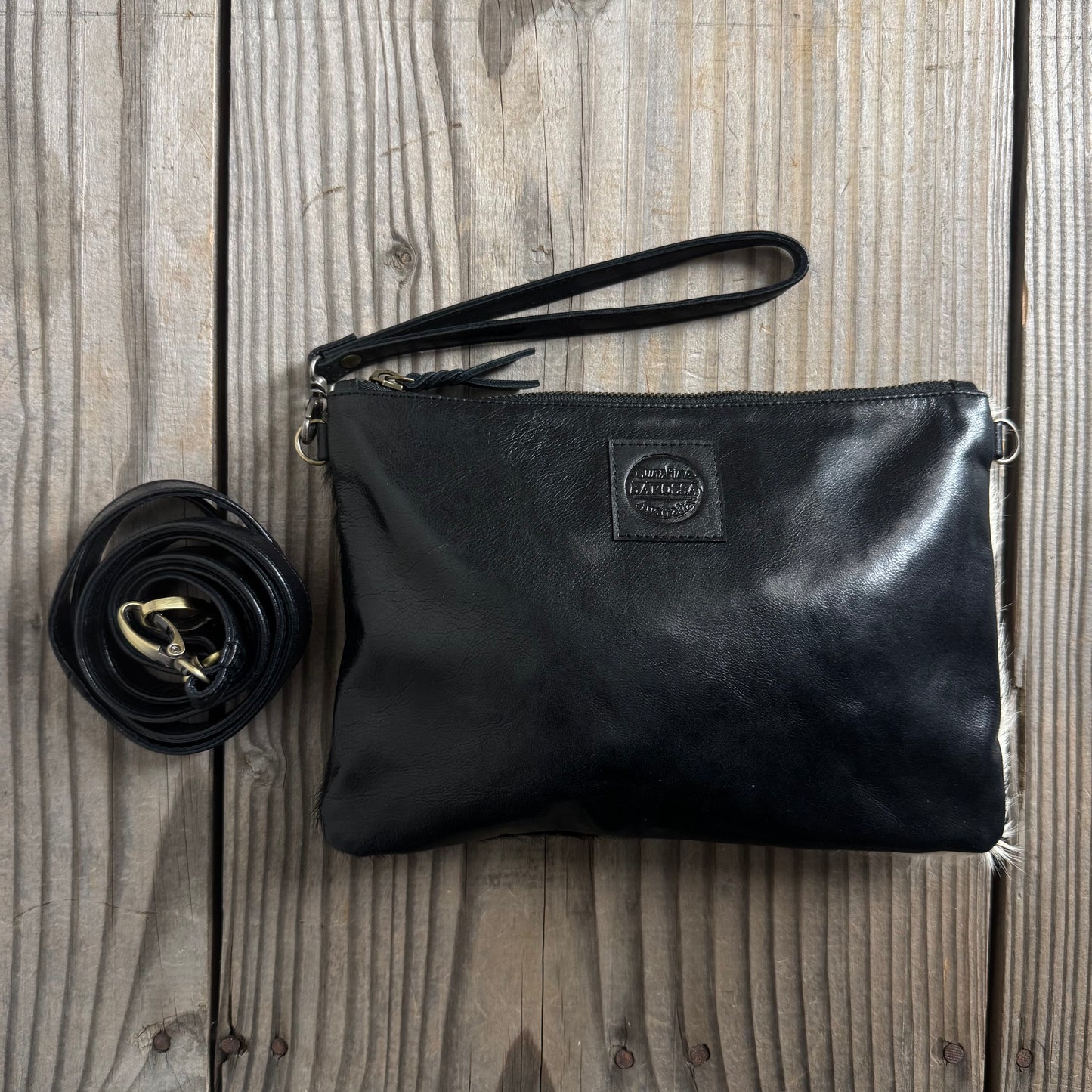 Cowhide Fur & Leather Clutch