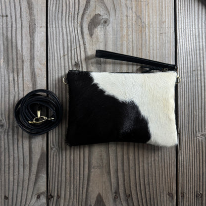 Cowhide Fur & Leather Clutch