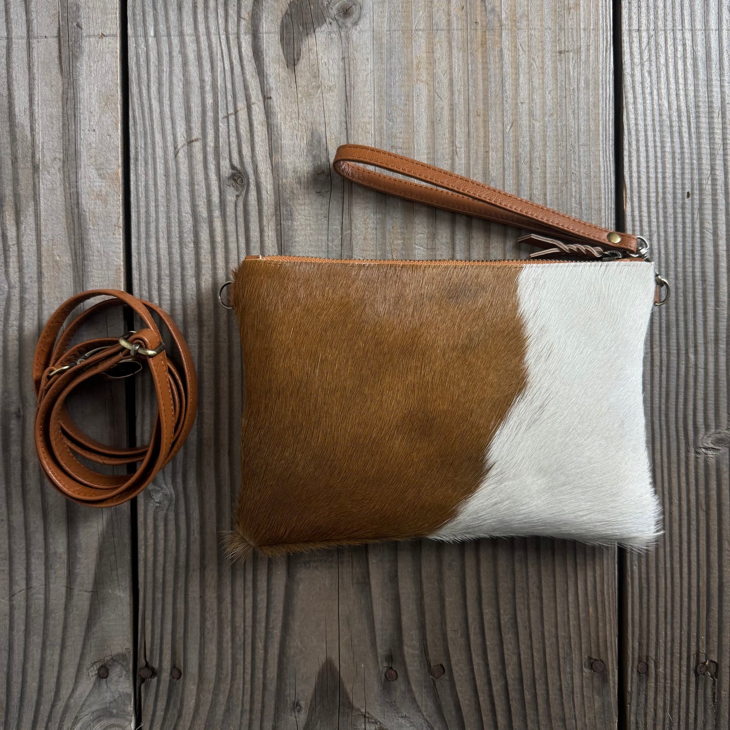 Cowhide Fur & Leather Clutch