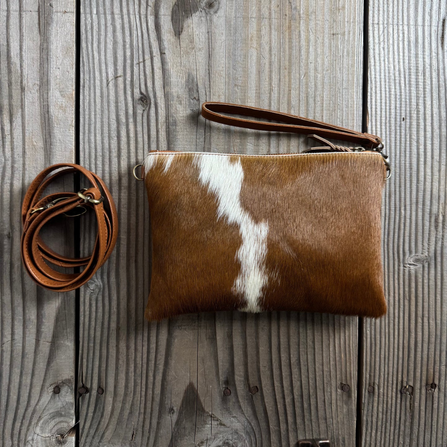 Cowhide Fur & Leather Clutch