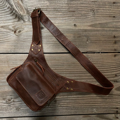 Leather Travel / Festival Waist or Across Body Bag