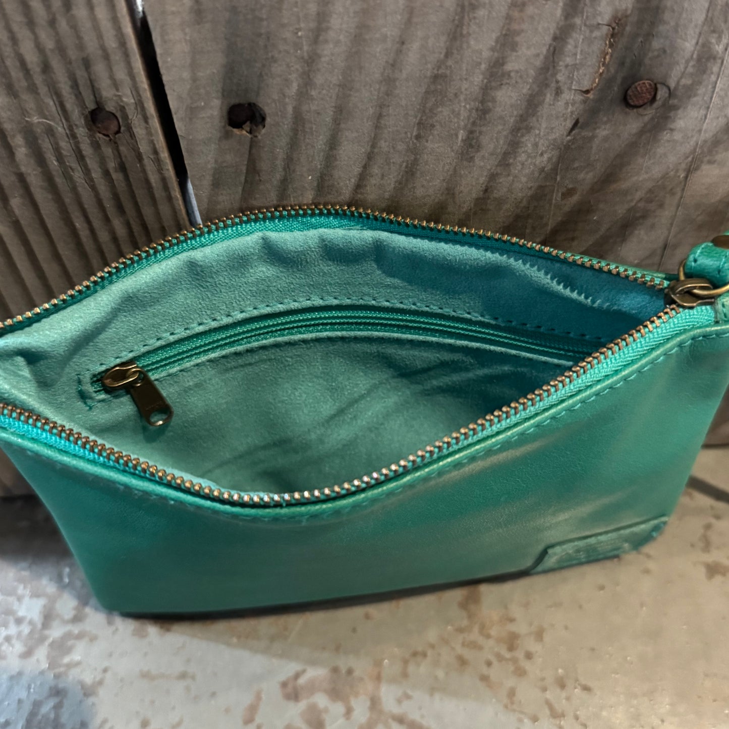 Leather Phone Clutch With Wrist Strap