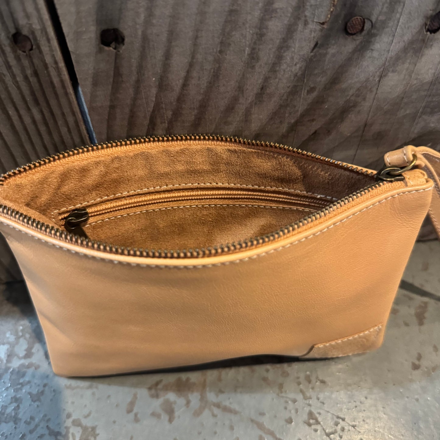 Leather Phone Clutch With Wrist Strap