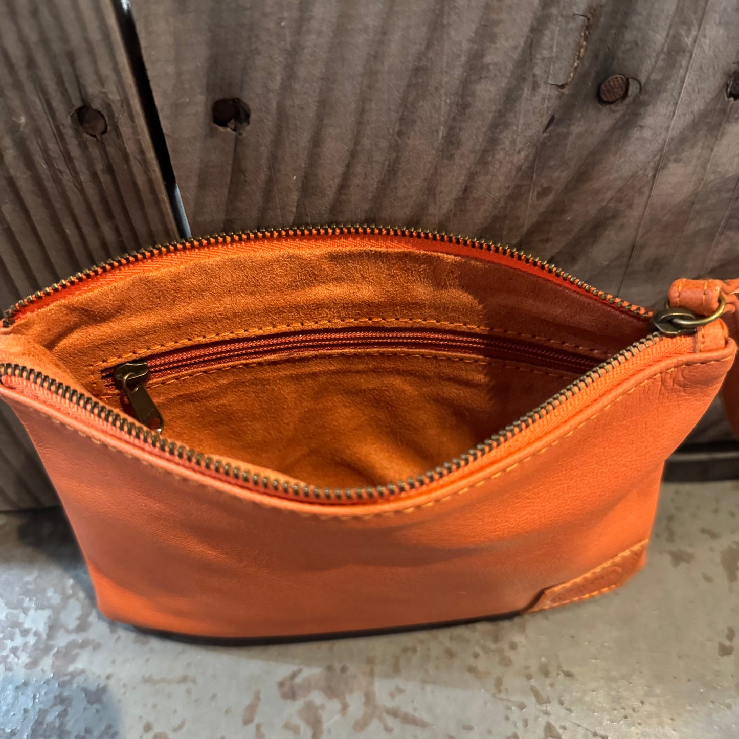 Leather Phone Clutch With Wrist Strap