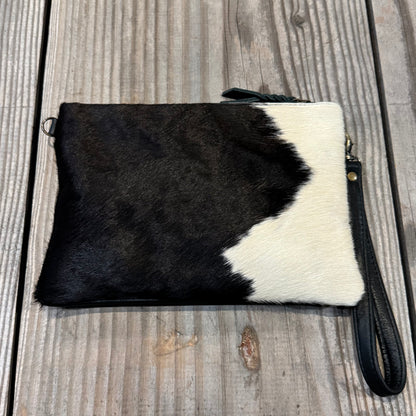 Cowhide Fur & Leather Clutch
