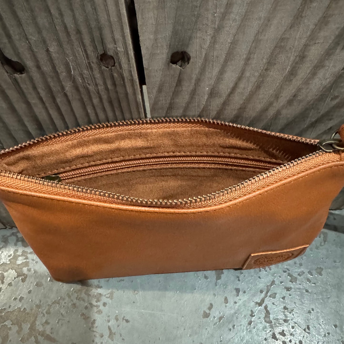 Leather Phone Clutch With Wrist Strap