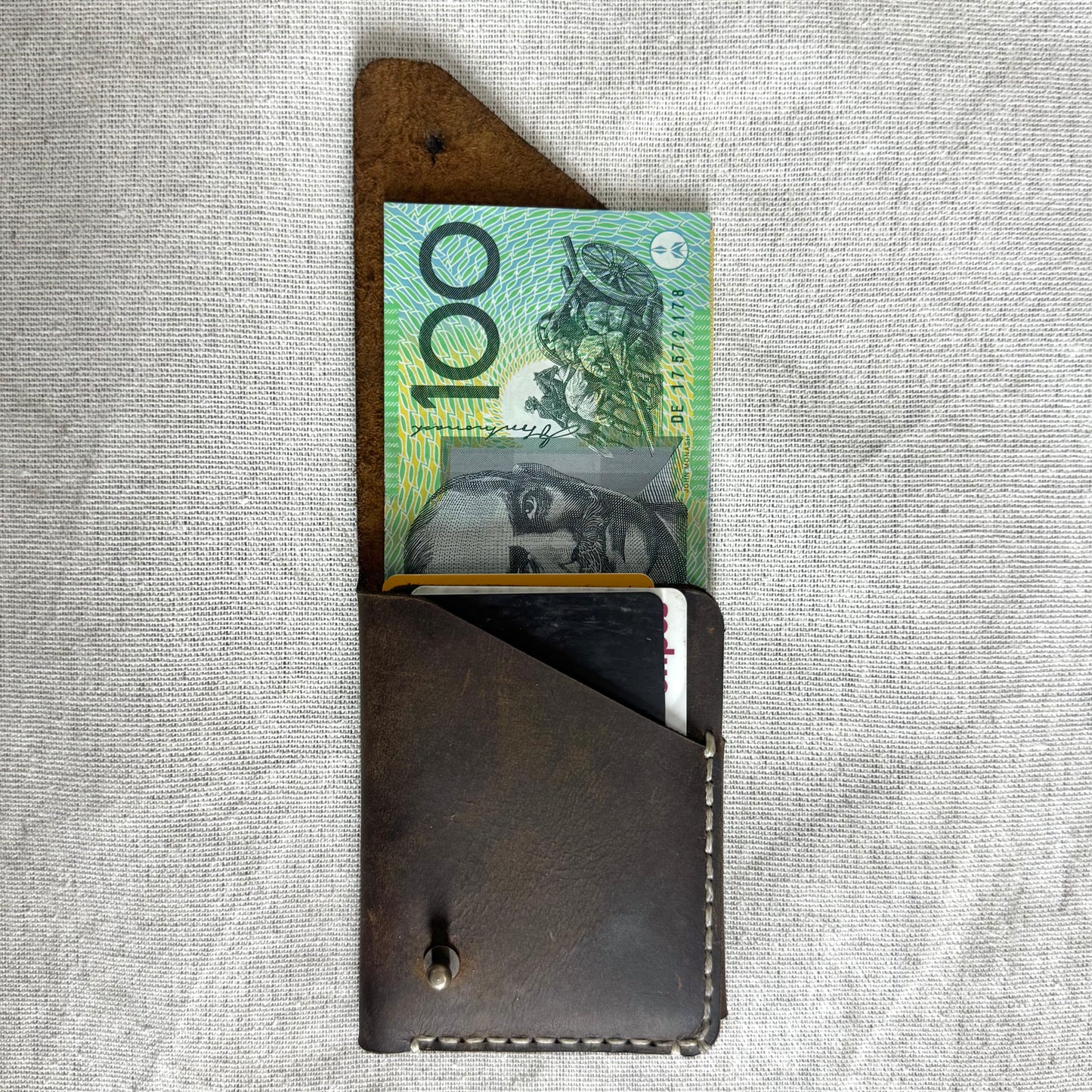 Hand-Stitched Raw Fold Wallet