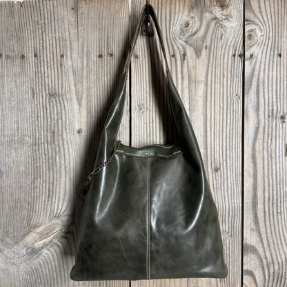 Vintage Green Bling Slouch with Detachable Clutch