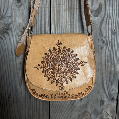 Retro Vibes Carved Leather Handbag