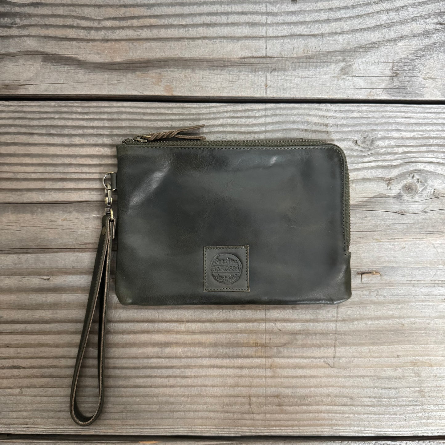 Long-Zippered Leather Clutch