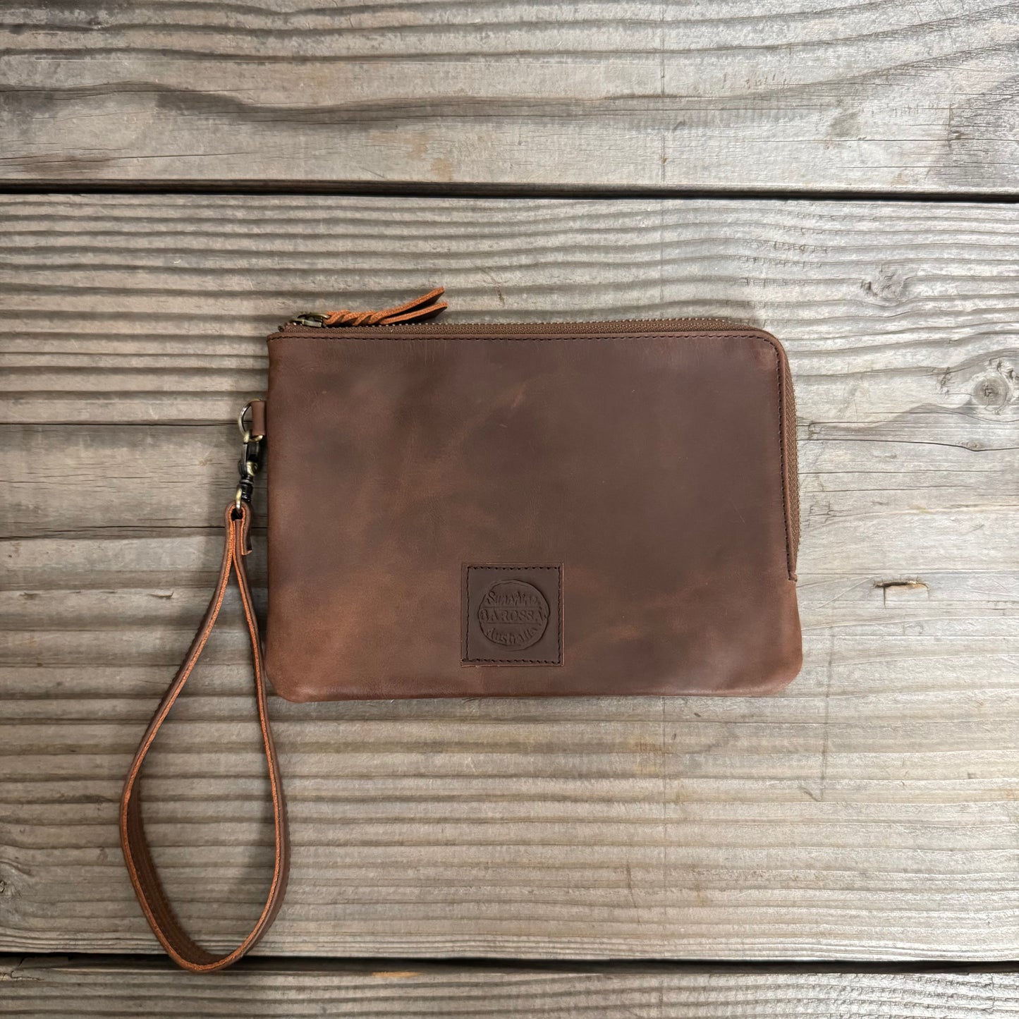 Long-Zippered Leather Clutch