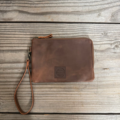 Long-Zippered Leather Clutch